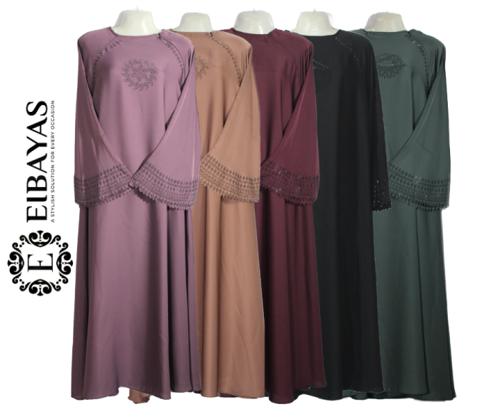 EIBAYAS - Umbrella Maxi Style Abaya Material Nida Fabric 100% Black Nug Bazu Design for Girls And Woman With Fast Delivery