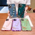 For Realme C11 Back Cover with 3D Love Heart Wristband Chain Fashion Bracelet Shiny Plating Phone Case Soft Silicone Bumper Protective Cover. 
