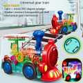 360-degree Transparent Electric Train Model Boys Educational Gear Music Light Children Toy Car Interactive Parent-child Game. 