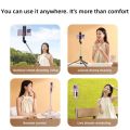 4 IN 1 R1SL Selfie Stick Bluetooth Remote Desktop Stand Portable Stretchable Holder Anti-Shake Stabilizer Mobile Holder Handle Retractable Portable Multi-functional Cellphone Grip Holder Tripod Stand for Mobile Phone Self-Timer With LED Light 5.7FT Height. 