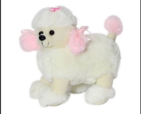 View of Soft Buddies Poodle Dog Play Toy Car Rear Tray Table Soft Toy, White (8 ...