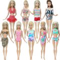 5 Set Random Swimsuits Swimwear Bikini / One Piece Swimming Beach Bathing Dollhouse Lovely Accessories Clothes for Barbie Doll. 