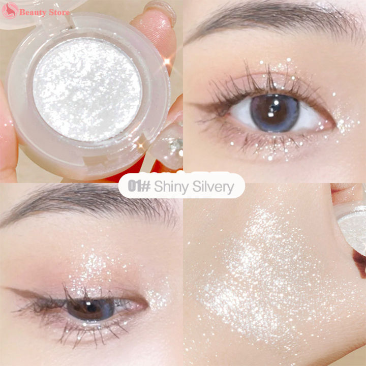 6 Colors Fine Glitter Eyeshadow Diamond Eye Shadow Palette Silvery Pink Purple Golden Cyan Brown Gorgeous Shimmer Glossy Shiny Highlighter Women Girls Eyes Makeup