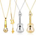 Microphone Crystal Chain Necklace Rapper Headphone Headset Music Note Guitar Charm Pendant Men Women Hip Hop Accessories. 