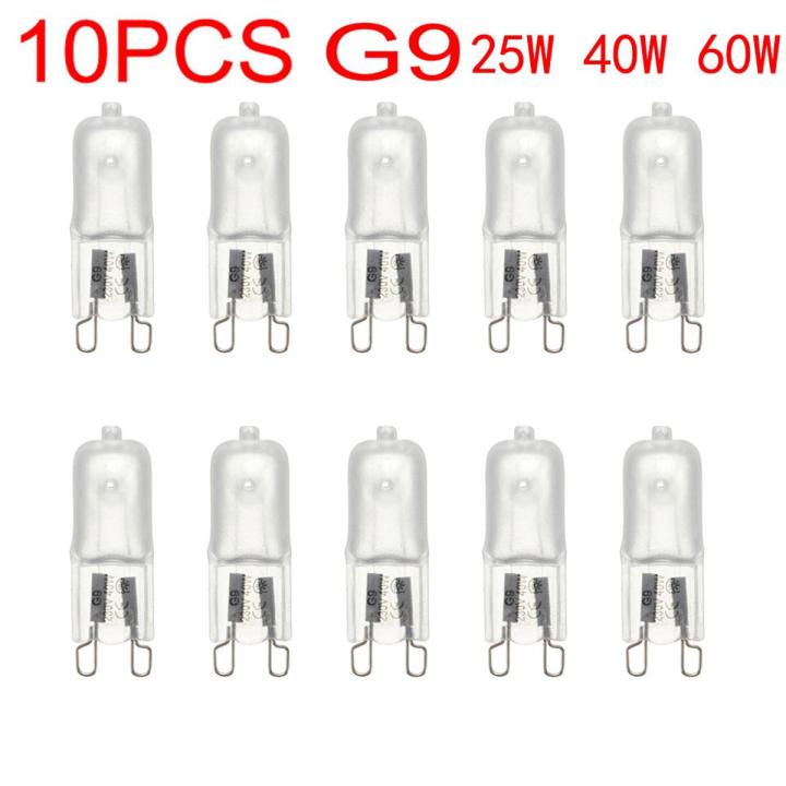 10pcs/lot G9 220-240V 25W 40W 60W Portable Warm White Halogen Bulb Light Lamp 3000-3500K Globe 230V Capsule Clear Bulbs