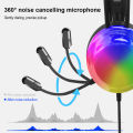 Lenovo G30 LED Gaming Headphones USB&3.5MM Wired Headsets With Microphone 7.1 Surround Sound Retractable Active Noise Cancelling Headphone Over Ear Earphone. 