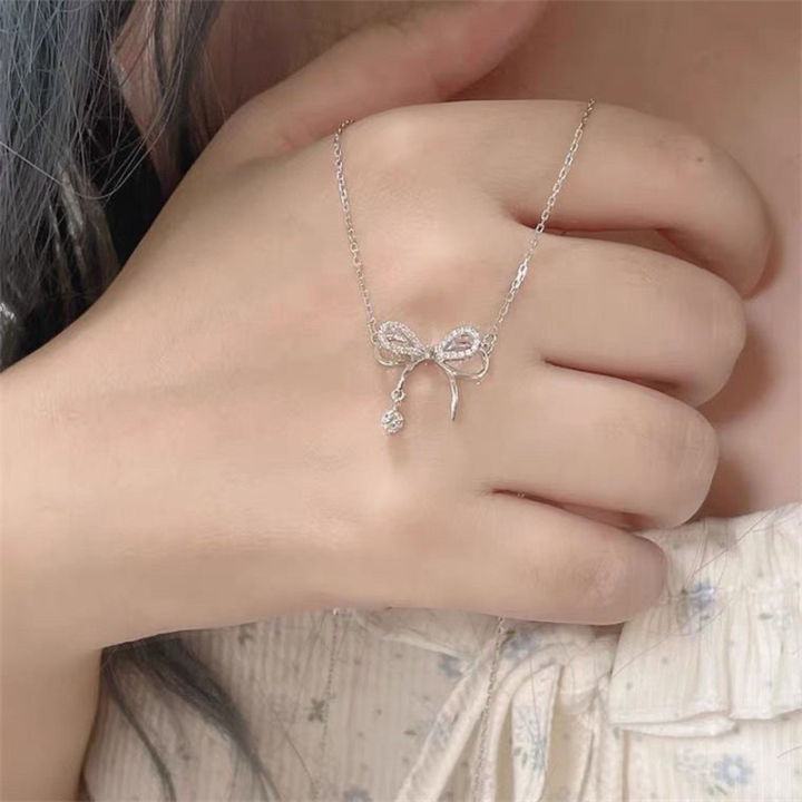 %E3%80%90Hot%20demand%E3%80%91Fashion%20Double%20Layered%20Bowknot%20Pendant%20Necklace%20For%20Women%20Girls%20Elegant%20Versatile%20Necklace%20Clavicular%20Chain%20Jewelry%20Accessories%20Luolong%20-%20Image%202