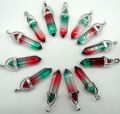 Natural stone Titanium Crystal pillar Quartz Crystal Turquoises lapis pendants for diy Jewelry making necklace Accessories10PCS. 