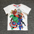 2025 New Marvel Heroes Boy Cotton Short Sleeve T-shirt Base Print Spider-Man Iron Man Hulk Superman Kids Clothes. 