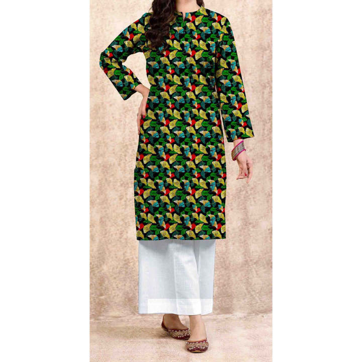 Stylo 1PC- Unstitched Digital Printed Blended Cotton Shirt US5051 Unstitched Fabric For Women / Unstitched Suit For Women / Dress For Girls - Black