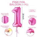 1st Birthday Decoration Kit for Girls - 70pc Combo- 60pc Balloons(white, red, pink), 1 banner, 1st birthday foil balloon Set of 5, 2 Silver Curtains, 1pc dot tape & 1pc arch ( First Birthday Theme Decorations for Girls). 