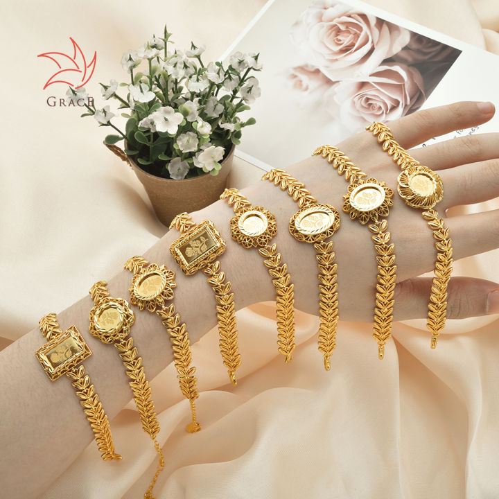 Grace Wholesale Factory Price 18K/24K Gold Plate Watch Bracelet Mens Bracelets Dubai Gold Bracelet