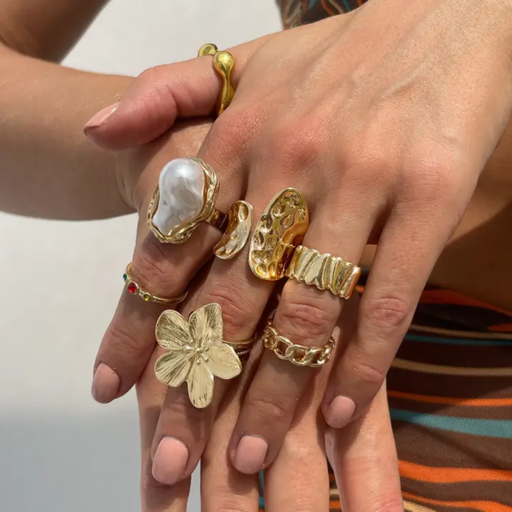 New%202026%206Pcs/Set%20Vintage%20Flower%20Metal%20Rings%20Baroque%20Imitation%20Pearl%20Ring%20Female%20Niche%20Exaggerated%20Open%20Ring%20Fashion%20Jewelry%20Rings%20-%20Image%207