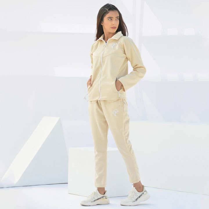 Legacy - Tracksuit - Cream / White Women Trainng Suits Ladies Trackwear Jogging Track Suits