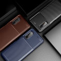 For Sony Xperia 5 II Case Soft Back Cover Anti-knock TPU Bumper Carbon Fiber Phone Case. 