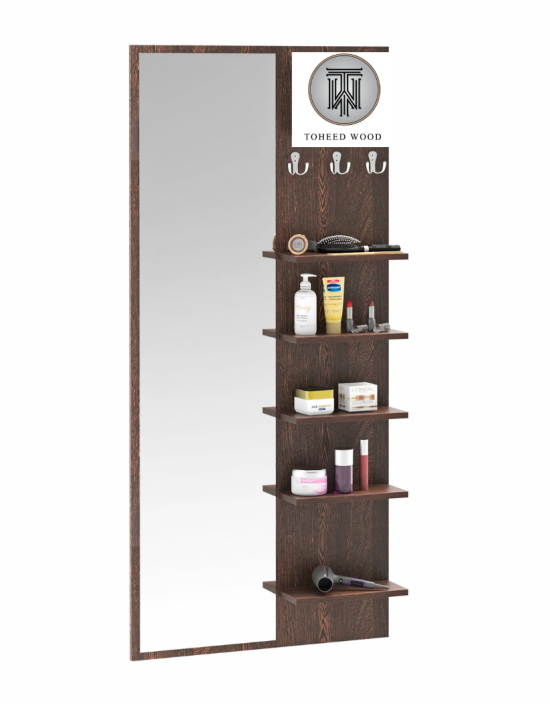 Toheed wood dressing table with shelves,(H 60" L 27") mirrors and hanging hooks Long Mirror