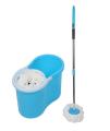 Magic Floor Mop Set 360 Degree Microfiber Spin Spinning Rotating Head Magic Mops Set Bathroom Cleaning Tool - Blue. 