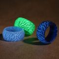 Fashion Secret Fade-free Magic Forest Yellow Purple Green Blue Fluorite Luminous Resin Crack Ring. 
