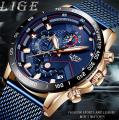 LIGE Fashion Mens Watches Top Brand Luxury WristWatch Quartz Clock Blue Watch Men Waterproof Sport Chronograph Relogio Masculino. 