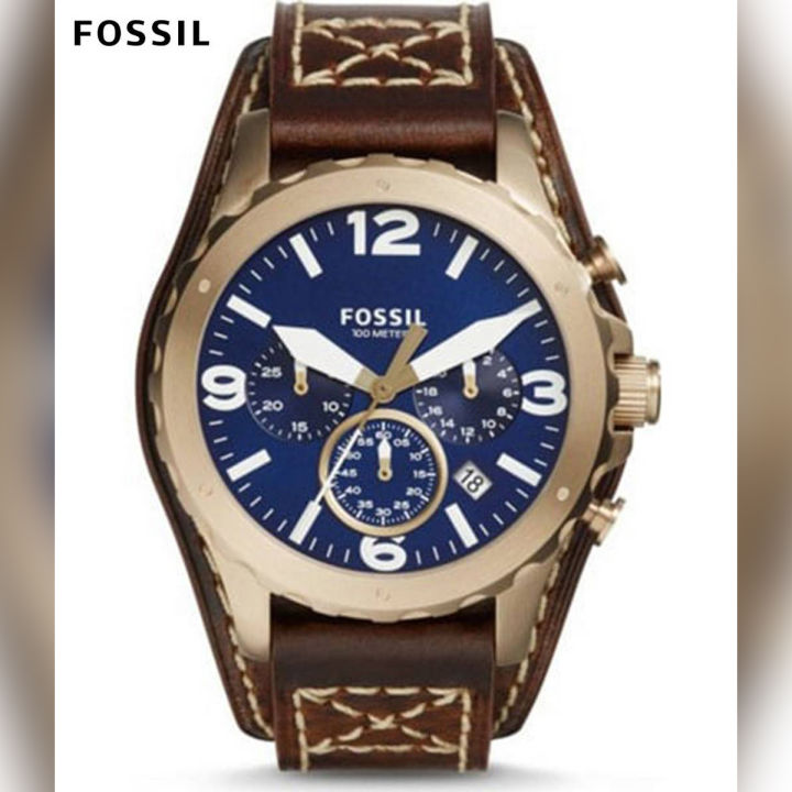 Fossil Men s JR1505 Nate Chronograph Brown Leather Watch JR1505 Daraz.pk