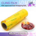 18 Inches (45cm) Wide x 50 Meters Long FDA Approved Cling Film Roll by Shoptop - Food Grade Plastic Wrap for Safe Food Packing, Freezer & Freshness Storage. 