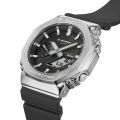 Casio G Shock GA 2100 Series G-Steel Mens Shock Resistance Round Silver (Bio-Based) Resin Case Analog-Digital Solar Power, World Time, Stop Watch, Timer, Alarm, LED Light, Calendar, Multi-Function Black (Bio-Based) Resin Strap Watch-GBM-2100-1ADR. 