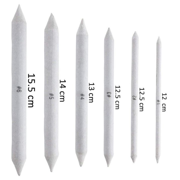 6-Piece Blending Stump & Tortillion Set | Charcoal & Pastel Art Blenders for Sketching, Shading & Smudging, Smooth Paper Blender Tools for Artists, Students & Hobbyists