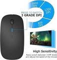 RGB Wireless Mouse - Slim & Silent 7 Colour LED Lights - Transparent & Black Body - Dual Mode 2.4G & Bluetooth Rechargeable Portable Optical Office Mouse With USB Receiver - 3 Adjustable DPI Levels for Notebook, PC, Computer, MacBook. 