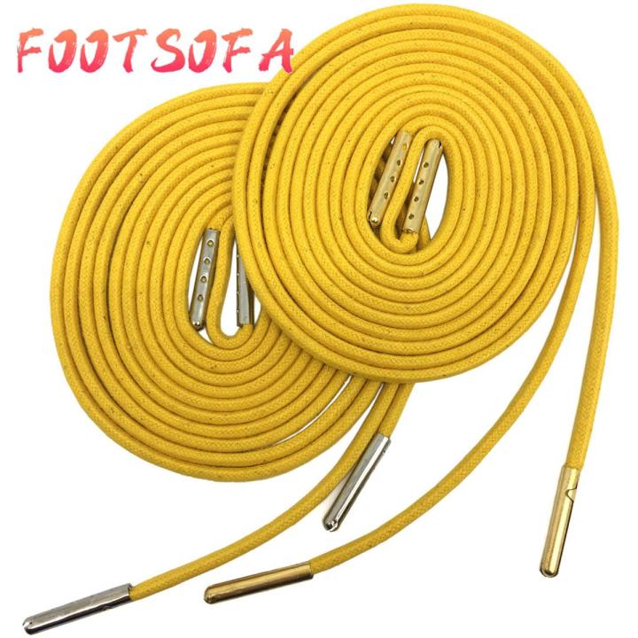 【FOOT SOFA】 2 Pairs Brand Cotton Waxed Round Shoelaces with Gold Silver Metal Tip Shoelace Flat White fit Dress Leather Shoes Multi Color Shoe Laces Booties Bootlace 120cm 47.24 Inch