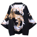 Yfashion Summer Japanese Kimono Robe for Men Women nese Style Dragon Printing Cardigan Tops Half Sleeves Loose Sunscreen Shirt color. 