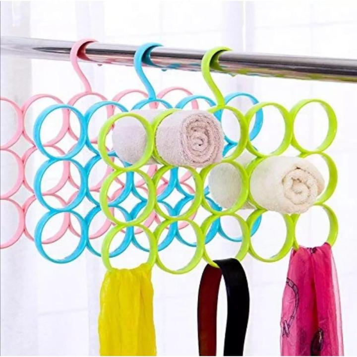 Pack of 2 - 15 Holes Scarf Hanger & Holder - Hanging Tie/Belt Display Circular Storage Organizer - 15 Rings Multi-Scarves & Shawl Holder Storage Rack | Pack of 2| DIY HUB