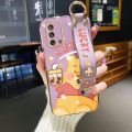 chenyyka For OPPO A95 4G Case With Wristband New Design Phone Case For Girl Women Thin Pattern Cartoon Winnie The Pooh Shockproof Plating Silicone Casing Full Cover SoftCase Protection Cases. 