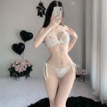 Shuoyao lingerie sexy lace three-point bra panties female transparent temptation pajamas set wholesale 238. 