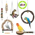 6 Pack Natural Wood Bird Toys, Bird Chewing Toys Parrot Toys, Birds Cage Toys Bird Parrot hanging Chewing Toys for Parrots and Other Birds. 