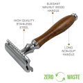 Double Edge Razor for Men, Natural Wood Handle Safety Razor with All Metal Waterproof Head, Classic Long Handle Double Edge Safety razor,. 