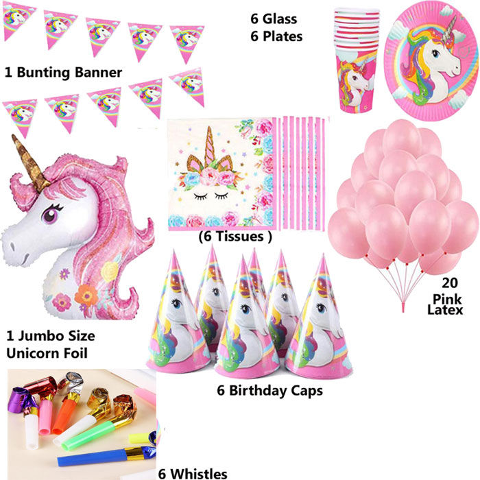 Unicorn Super Birthday Decoration Complete Package Including All Birthday Items