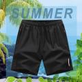 Ice Silk Men Cargo Shorts Sports Summer Quick Dry Leisure Fitness Solid Color Short Trousers Unique Reflective Strip Design. 