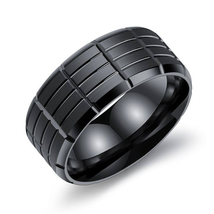 Exquisite Competitive Men Stainless Steel Vintage Onyx Black Tourmaline Ring