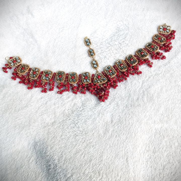beautiful bridal handmade jewellery set, kundan jewellery