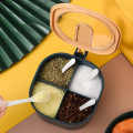 4 Grid Spice Jar Seasoning spice Container Square Pepper Pot Box Spice Rack Kitchen Storage. 