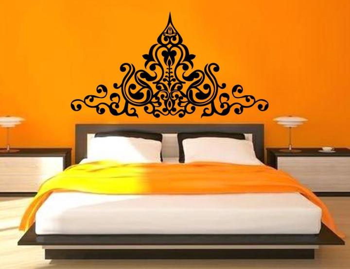 size: 4 x 2 feet  - Header Border Beautiful Floral Art Specially for Bed Room wedding couple home interior decor decoration - black or white color