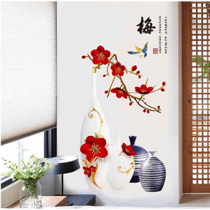 Wall Stickers Red Flower Wall Sticker For Living Room Floral Stickers For Wall Beautiful Wall Sticker For Living Unique Design Wall Stickers For Bedroom.