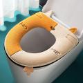 【Happier】 Cute Cartoon Cat Design Warm Toilet Seat Cover With Handle Thicken Plush Toilet Mat Universal Toilet Cushion Bathroom Aceesories. 