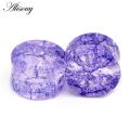 【Hengli jewelry story】Alisouy Crack Ear Piercing Jewelry 2pc Organic Shattered Quartz Glass Saddle Plugs Double Flared Tunnel Gauges. 