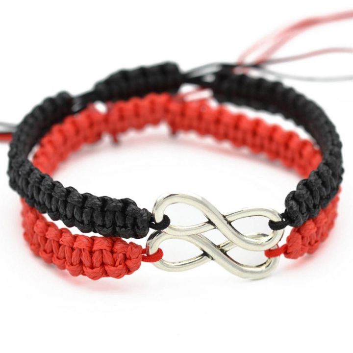 2Pcs/Set Handmade 8 Infinity Charm Braided Bracelet Friendship Couple Jewelry