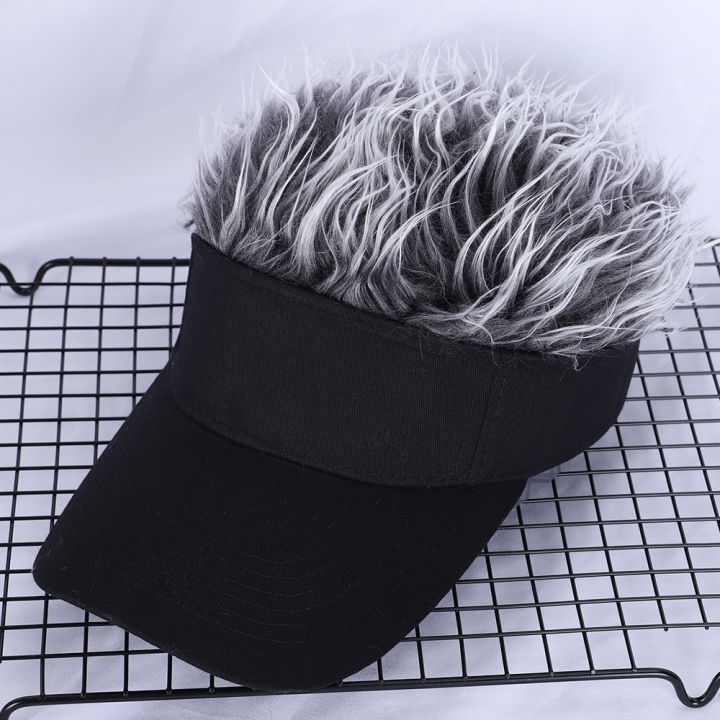 Golf Baseball Cap with Flair Hair Cap Sun Visor Fun Toupee Hats Mens Womens Spiked Hairs Wig Hat Moto Gp Baseball Cap