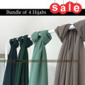 Hijab Throne - Premium Chiffon Georgette Hijab bundle of 4 high-quality fabric, lightweight feel, effortless drape Hijab/Scarves for Girls/Women - 200+ Shades Available. 