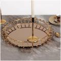 Golden geometric mirror tray golden home crafts decoration restaurant metal tray with glass living room decoration accessories. 