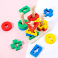 Tricky Geometric Shape Sorter - Creative Wooden Stacking & Sorting Educational Toy for Kids Development - Problem Solving Game. 