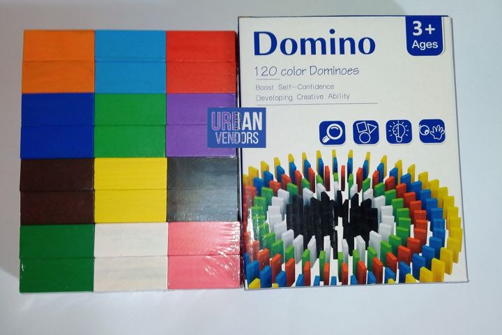 Wooden Dominos 120 Block Multicolor Set Kids Educational Play Toy Domino Game for Boys and Girls Birthday Gift